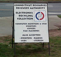 CRRA's sign for electronics recycling collection