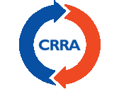 logo (circle made by two chasing arrows, red and blue) CRRA (Connecticut Resources Recovery Authority)